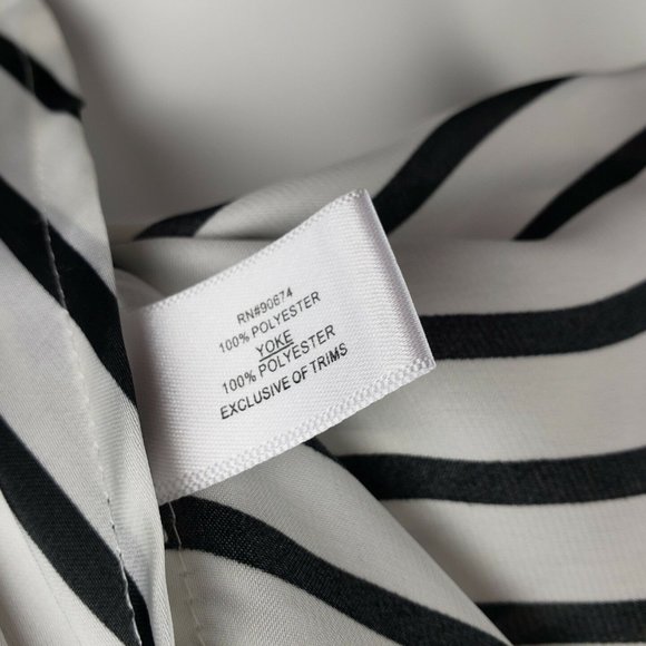 Boston Proper Top Womens Size 2 Pink Black & White Striped Short Sleeve - Picture 6 of 7